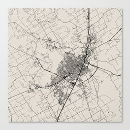 Waco USA - Black and White City Map - travel, city, retro, mancave, tee, wood, cheap, usa, cities Canvas Print