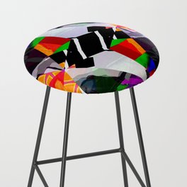 Multi-Colorful Abstract Graphic Bar Stool