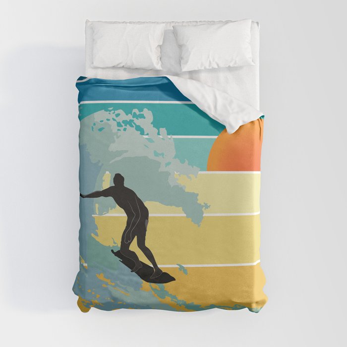 Surfer at Sunset Duvet Cover