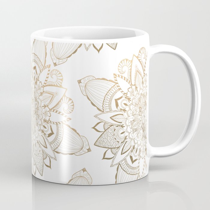 Abstract white gold spiritual floral mandala Coffee Mug
