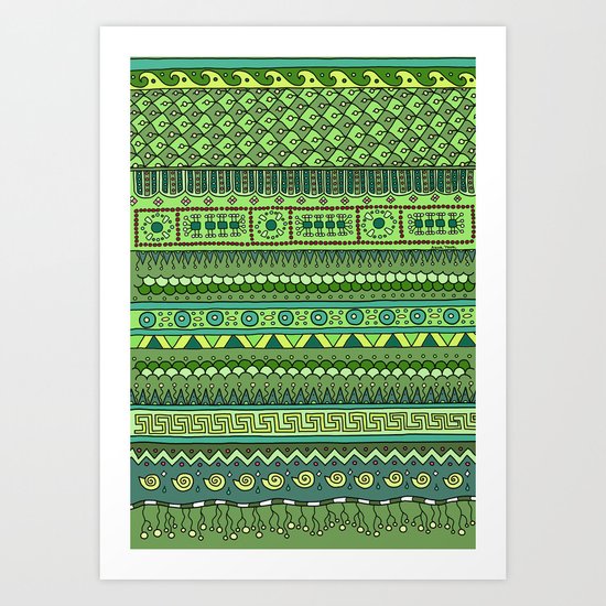 Yzor pattern 009 green-blue summer Art Print