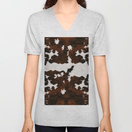 Cowhdie Abstraction (screen print) V Neck T Shirt