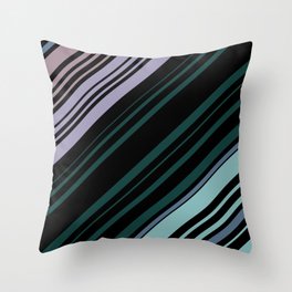 Diagonal Stripes Lines Geometric pattern Design violet green black Throw Pillow