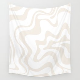 Liquid Swirl Abstract Pattern in Pale Beige and White Wall Tapestry