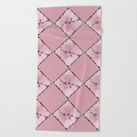 PINK SQUARE PATTERN #1 #decor #art #society6 Beach Towel