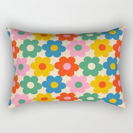 Little Flowers Colorful Floral Pattern in Rainbow Pop Colors 2 Rectangular Pillow