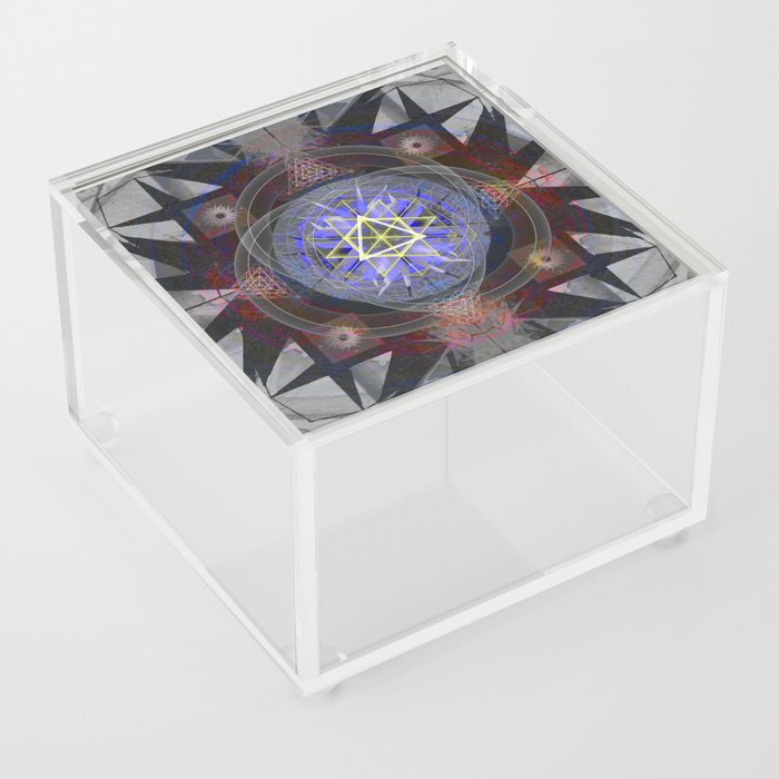 Cosmic Pulse Mandala Sacred Geometry Ancient Vision Print Acrylic Box
