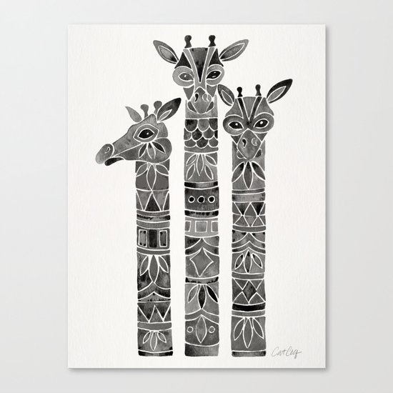 Black Giraffes Canvas Print
