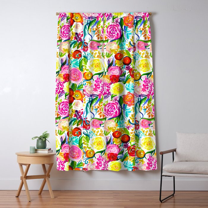 Bright Colorful Floral Painting Blackout Curtain By Melissapolomsky Society6