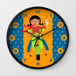 Italian girls love ice cream Wall Clock | Children, Vector, Illustration 