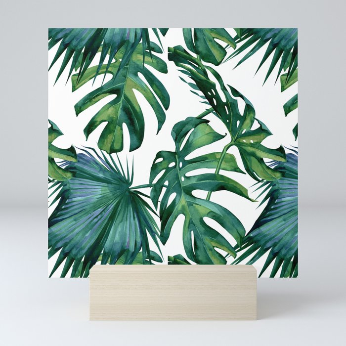 Classic Palm Leaves Tropical Jungle Green Mini Art Print