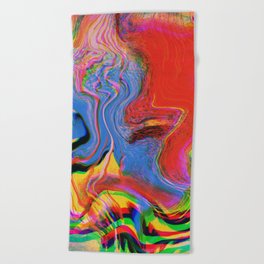 Abstract Glitch Wave Pop Halftone Art by Emmanuel Signorino Beach Towel