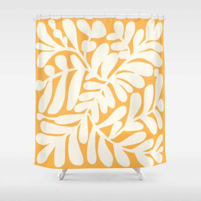 Yellow and white foliage square Shower Curtain