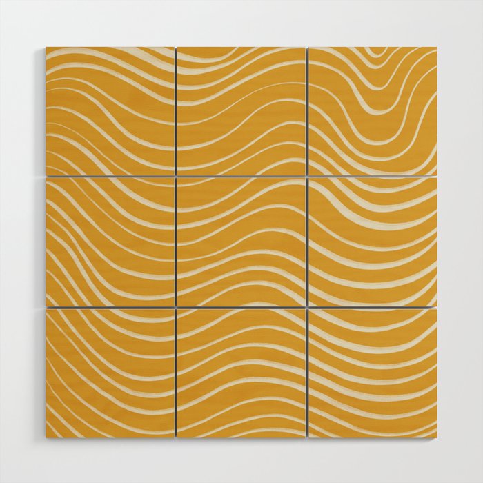 Golden Minimalist Abstract Lines Wood Wall Art