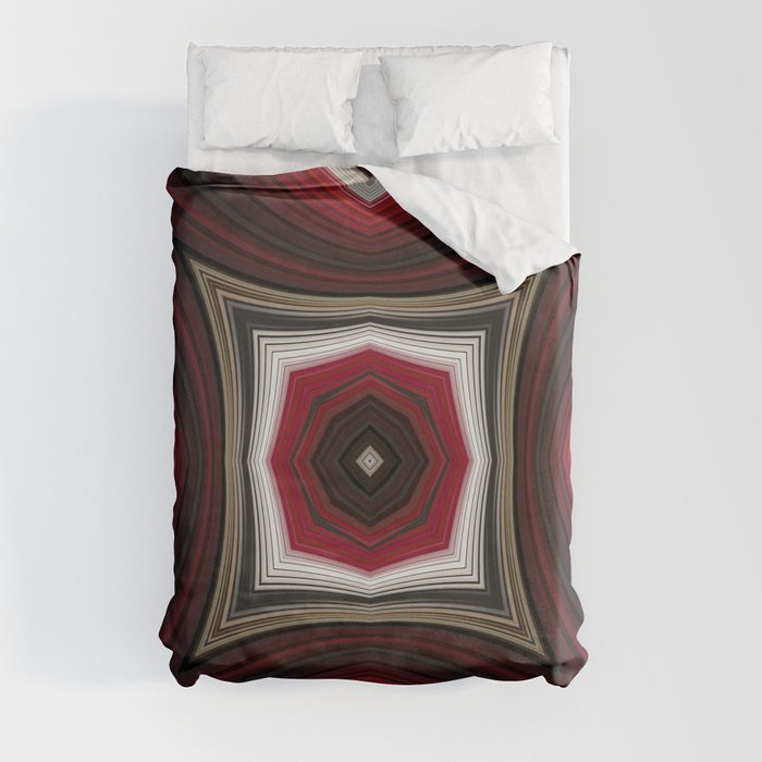 Red Black and Whit Geometric Duvet Cover