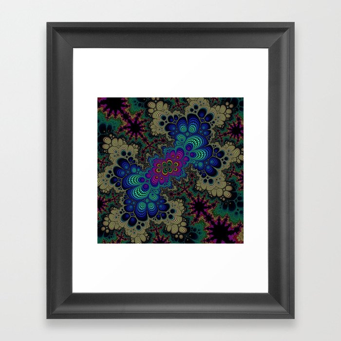 Peacock Fractal Framed Art Print