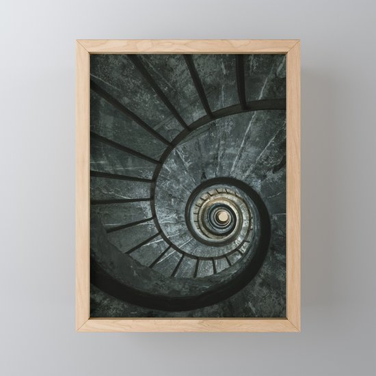Dark Spiral Staircase Framed Mini Art Print By Jaroslawblaminsky