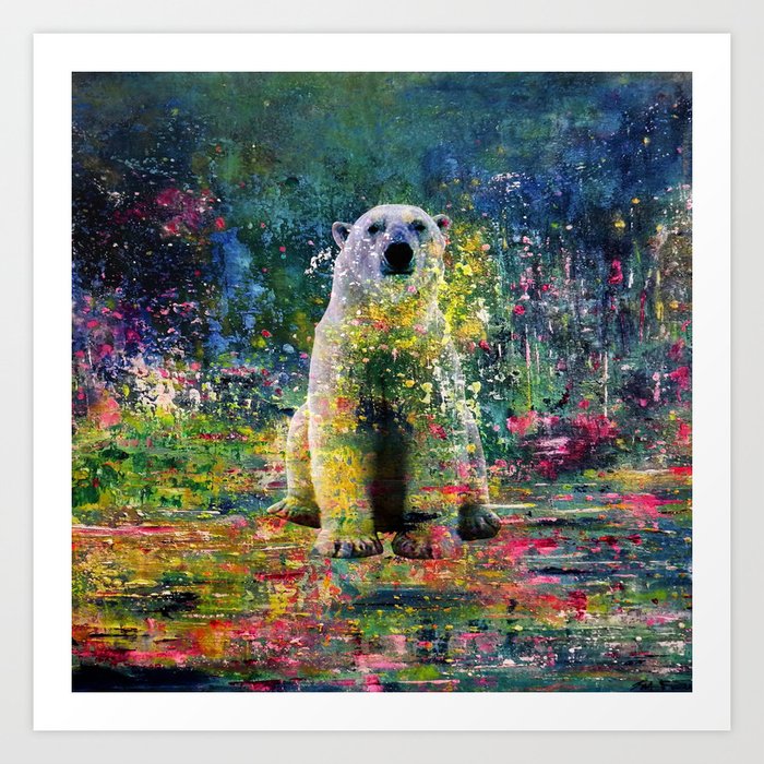 Colorful Polar Bear Watercolor Art Print By Customeart Society6