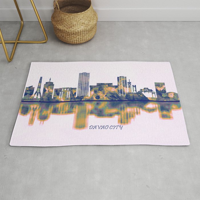 Davao City Skyline Rug by NextWay Art Society6