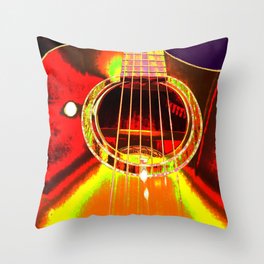 Psychedelic Acoustic Gutair Throw Pillow | Guitars, Digital, Guitar, Digital Manipulation, Musicians, Acoustic, Artistic, Music, Colorful, Photo 