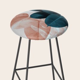 Blush & Blue Leaves Bar Stool