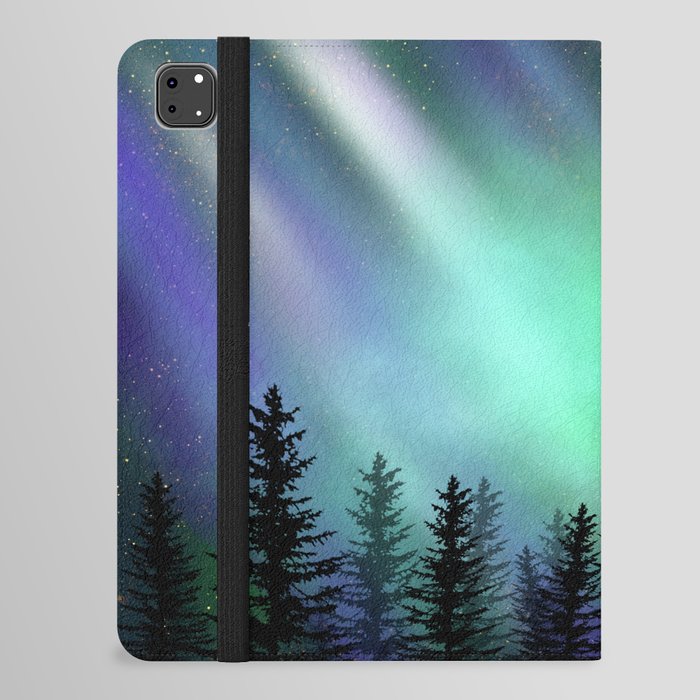 Galaxy Aurora Borealis Forest iPad Folio Case