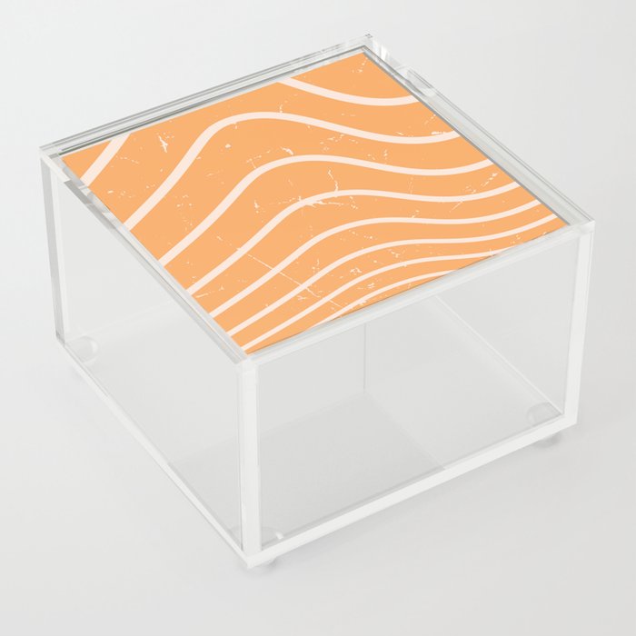 Abstract Retro Wavy lines pattern - Sandy Brown and Antique White Acrylic Box