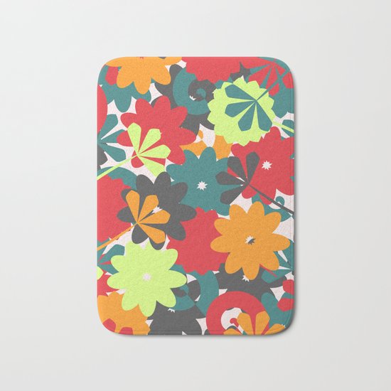 Colorful floral garden Bath Mat