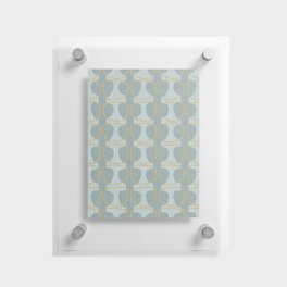 Aqua and Gold Mid Century Modern Abstract Ovals Floating Acrylic Print