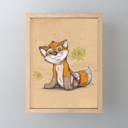 Happy fox Framed Mini Art Print