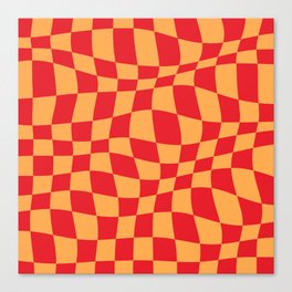 Warped Checkered Pattern (red/orange) Canvas Print