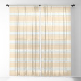 [ Thumbnail: Tan and Mint Cream Colored Lined Pattern Sheer Curtain ]