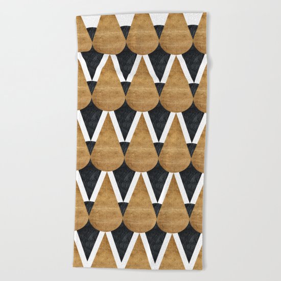 RainDrops Black & Gold Beach Towel