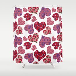 Seamless pattern with hearts with floral ornament Shower Curtain