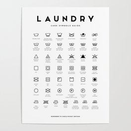 Laundry Guide Symbols Care Poster