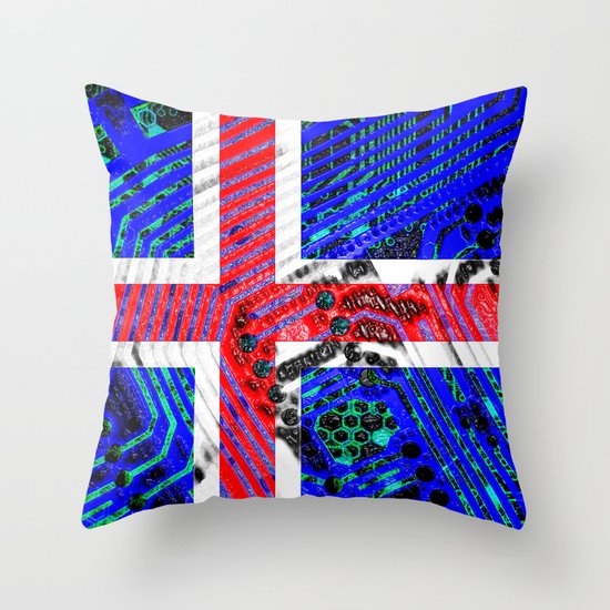 circuit board Flag (iceland) Throw Pillow