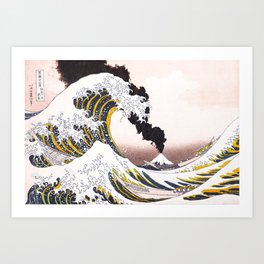 Great Wave Off Kanagawa Mount Fuji Eruption Art Print