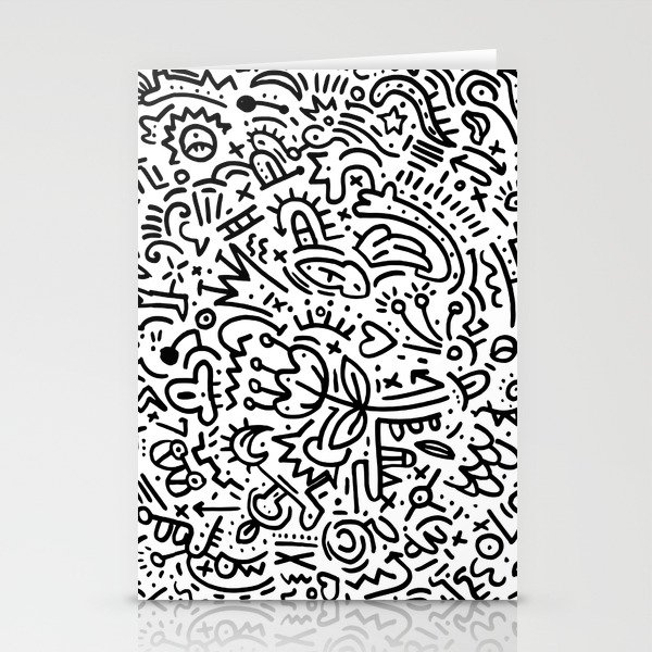 Graffiti sketch black and white drawing doodle pop art Stationery Cards by gemini studio art by