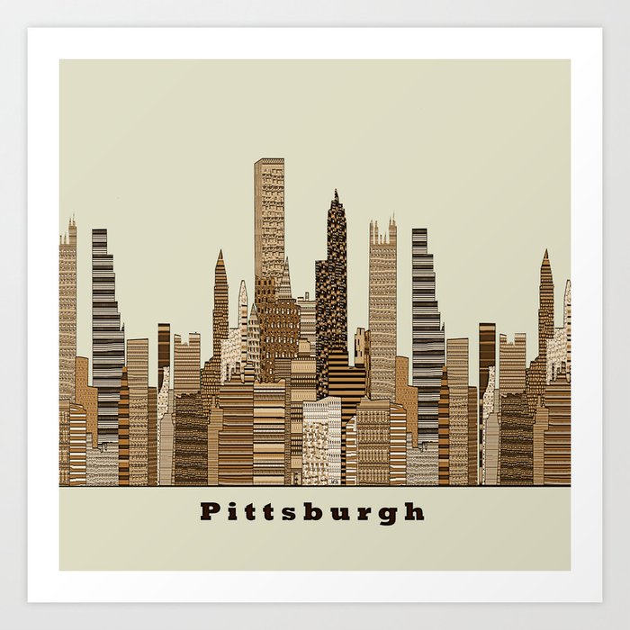 Pittsburgh skyline vintage Art Print