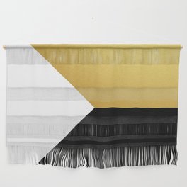 Gold White Black Abstract Geometric Art Wall Hanging