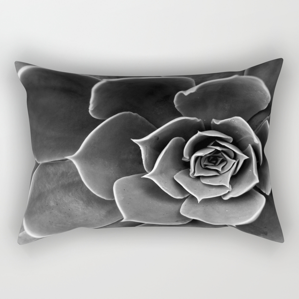 Black and White Succulent Rectangular Pillow by endoferadesigns