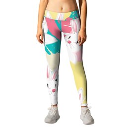 Easter Bunny On Acrylic Paint Pattern  Leggings