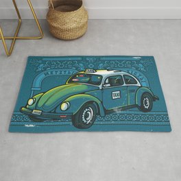 Vocho Rug | Pop Art, Hipster, City, Traditional, Classic, Mexico, Aztec, Ornament, Drawing, Pattern 