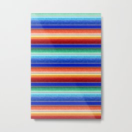 serape southwest stripe - orange and blue Metal Print