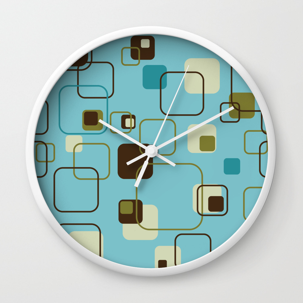 Mid Century Modern Hep Cat Teal Wall Clock By Studiofibonacci