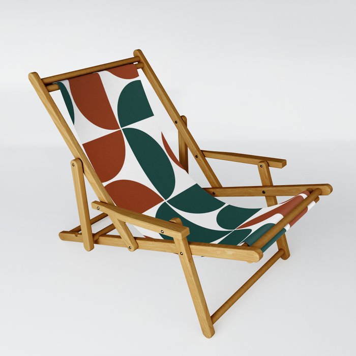 Teal red mid century modern geometric shapes Sling Chair