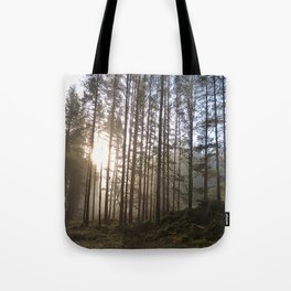Scottish Pine Forest on a Misty Morning  Tote Bag