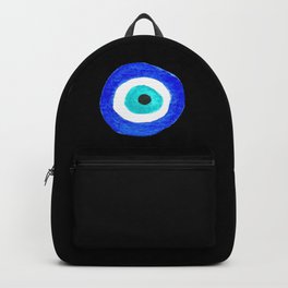 Single Evil Eye Amulet Talisman Ojo Nazar - on black Backpack