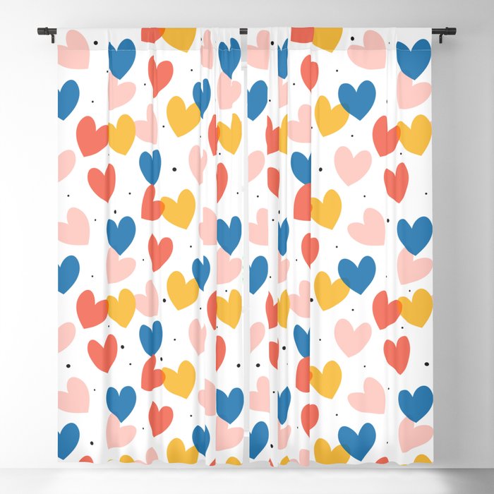 Cute Colorful Hearts Blackout Curtain