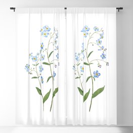 blue forget me not flowers 2021 watercolor  Blackout Curtain